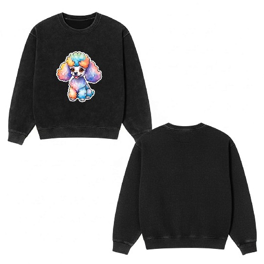 Poodle Watercolor Double Sided Mineral Wash Sweatshirts