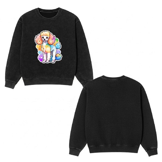 Poodle Watercolor Double Sided Mineral Wash Sweatshirts