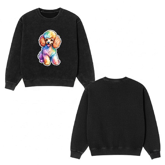 Poodle Watercolor Double Sided Mineral Wash Sweatshirts