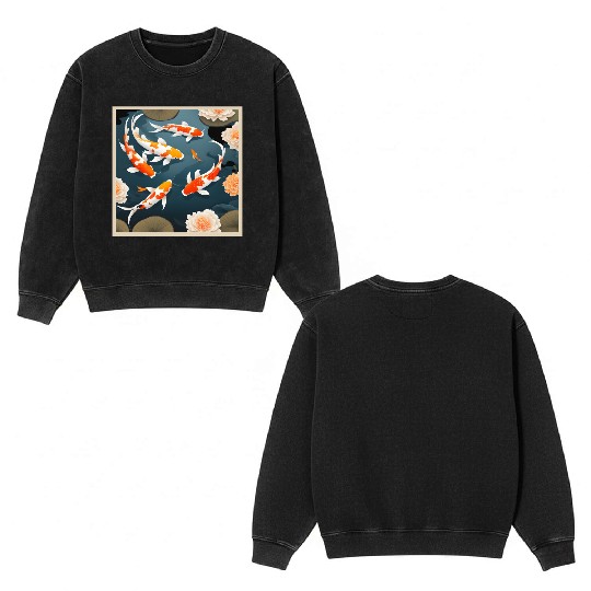 Koi Pond Double Sided Mineral Wash Sweatshirts