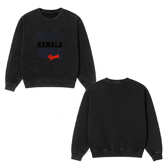 Kamala Harris President USA 2024 Double Sided Mineral Wash Sweatshirts