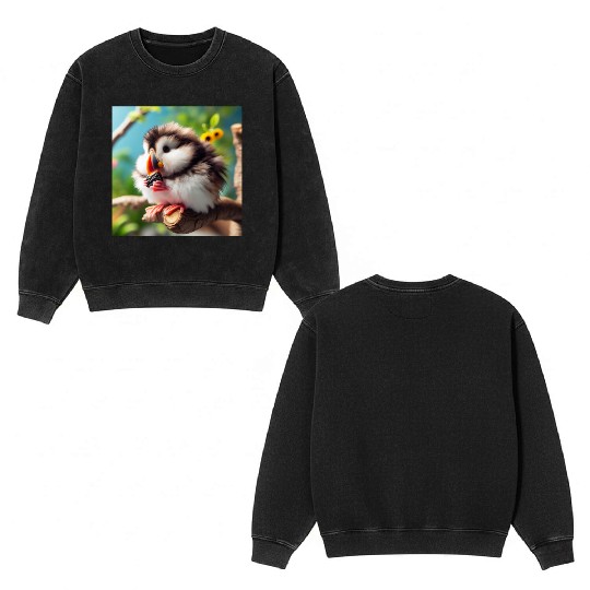 The atlantic puffer-hamster Double Sided Mineral Wash Sweatshirts