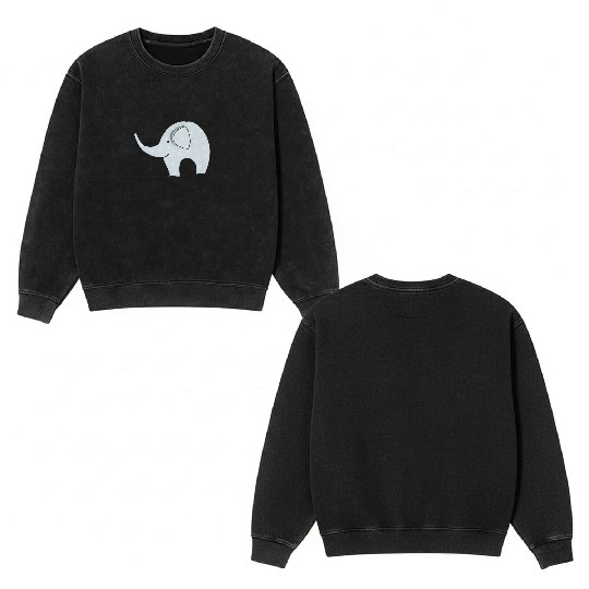 Kids Elephant Funny Design Double Sided Mineral Wash Sweatshirts - Cool Animal Lover