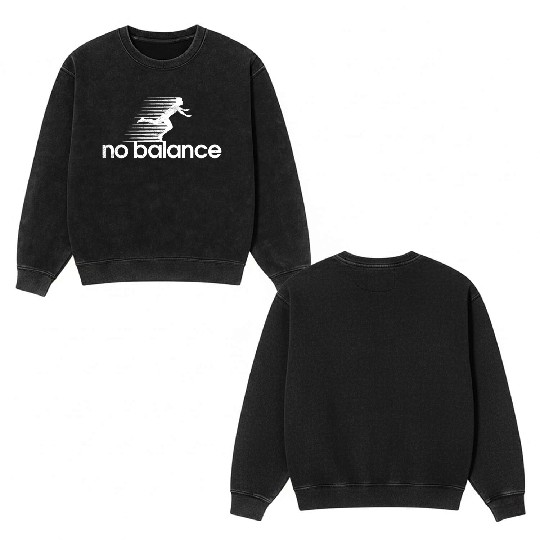 No Balance White Retro Funny Running Double Sided Mineral Wash Sweatshirts