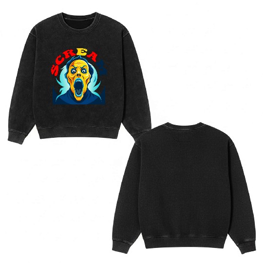 Scream Vintage Halloween Double Sided Mineral Wash Sweatshirts