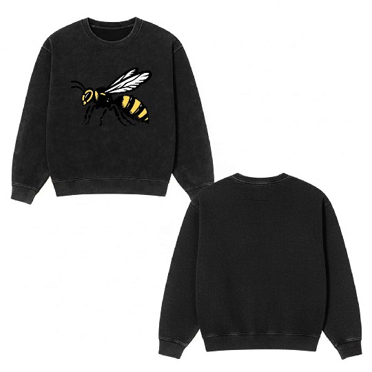 Two Color Wasp Insect Art Double Sided Mineral Wash Sweatshirts