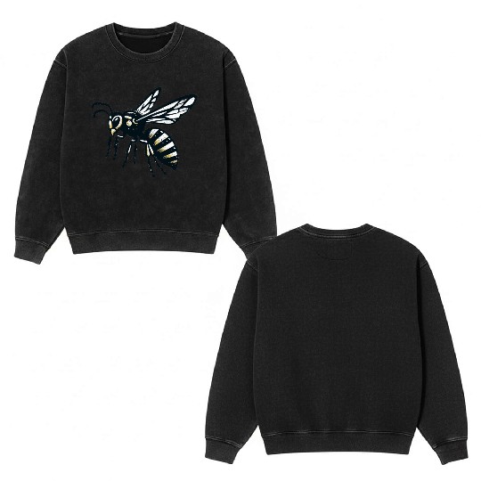 Two Color Wasp Insect Art 3 Double Sided Mineral Wash Sweatshirts