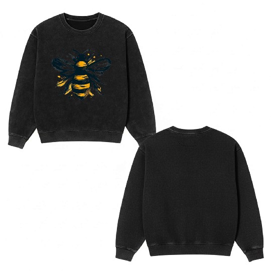 Honey Bee Insect Art 1 Double Sided Mineral Wash Sweatshirts