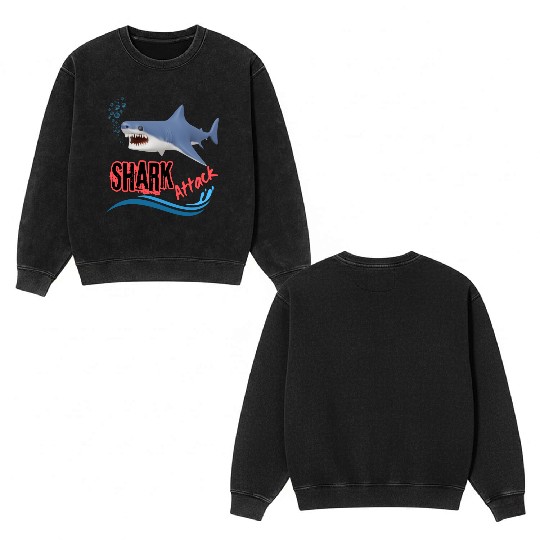 A different unique colorful shark attack design Double Sided Mineral Wash Sweatshirts