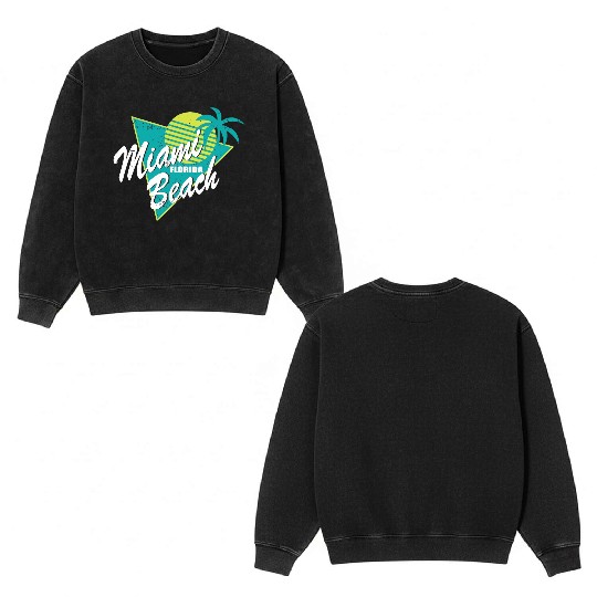 Miami Florida Beach Double Sided Mineral Wash Sweatshirts