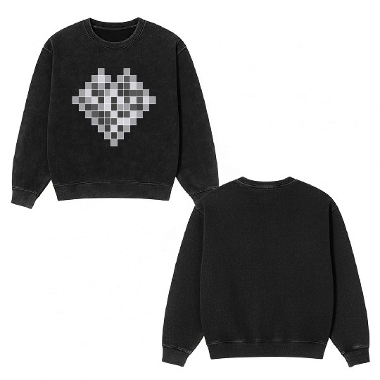 Squares arranged together to form a heart. Double Sided Mineral Wash Sweatshirts