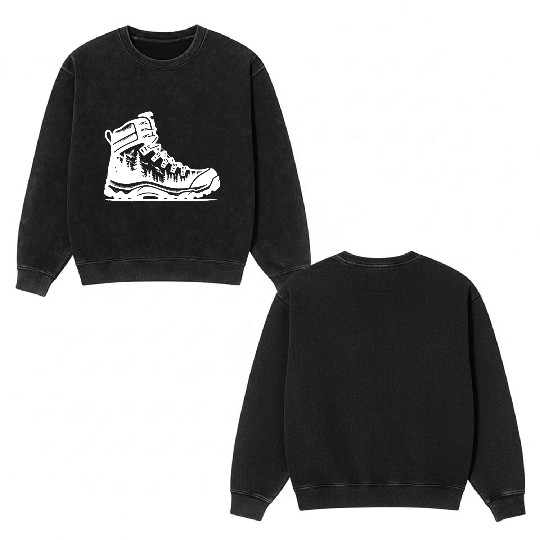 Nature Forest Hiking Boot Double Sided Mineral Wash Sweatshirts