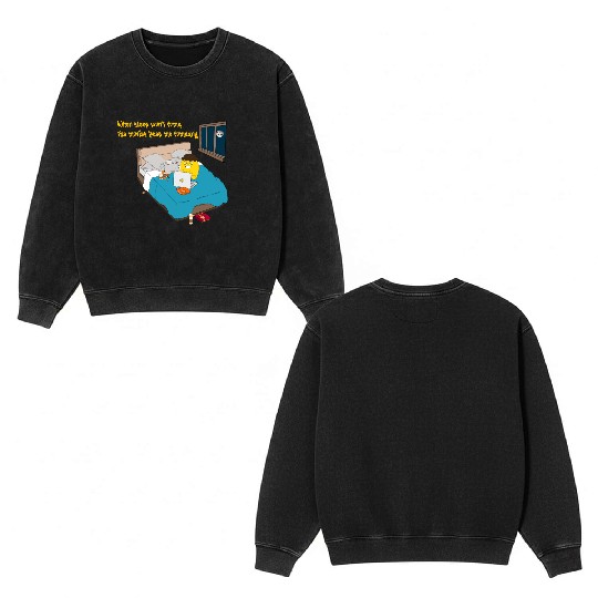 When sleep won t come the movies keep me company Double Sided Mineral Wash Sweatshirts