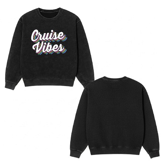 Family Vacation Trip Cousin Crew Cruise Vibes Double Sided Mineral Wash Sweatshirts