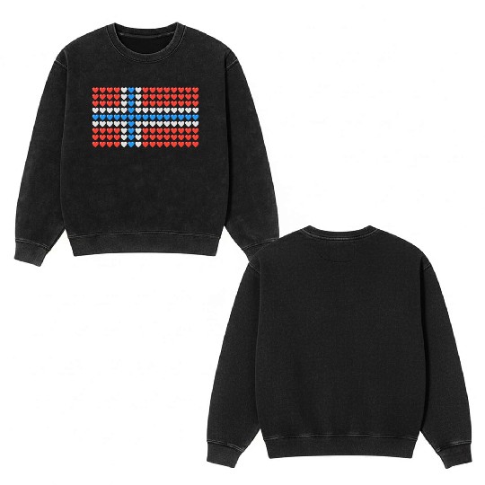 Norway HEARTS Flag Double Sided Mineral Wash Sweatshirts