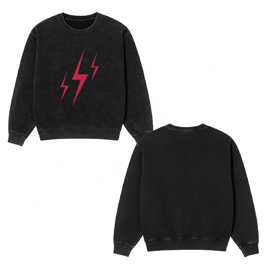Triple Lightning Bolt Double Sided Mineral Wash Sweatshirts