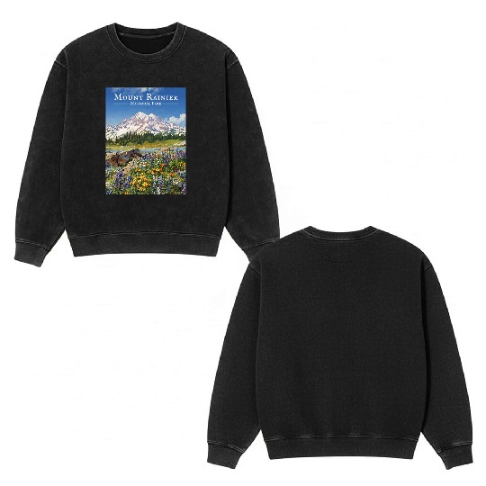 Mount Rainier Paradise Meadows Double Sided Mineral Wash Sweatshirts
