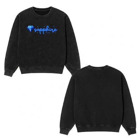 Sapphire gemstone jewel Double Sided Mineral Wash Sweatshirts
