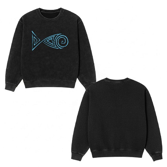 Zentangle stylized fish Double Sided Mineral Wash Sweatshirts