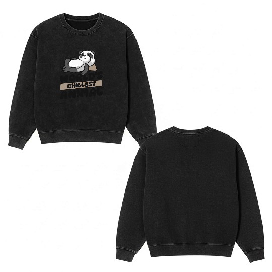 World's Chillest Animal Panda Bear Friend Giant Double Sided Mineral Wash Sweatshirts