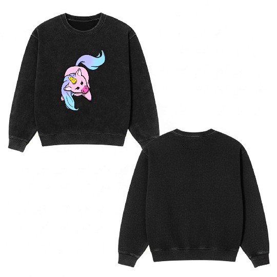 Chibi Unicorn Double Sided Mineral Wash Sweatshirts