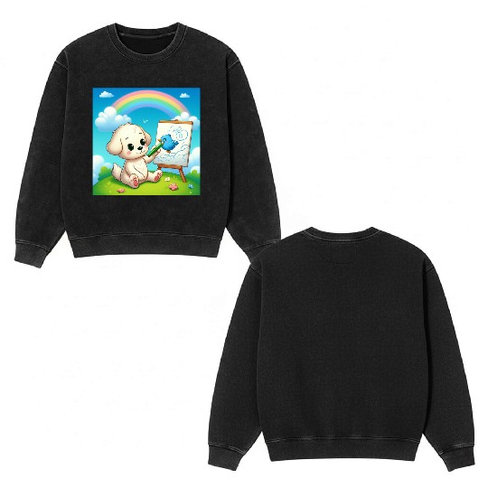 Sweet puppy Double Sided Mineral Wash Sweatshirts