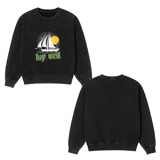 KEY-WEST FLORIDA Sunshine-State West Keys Double Sided Mineral Wash Sweatshirts