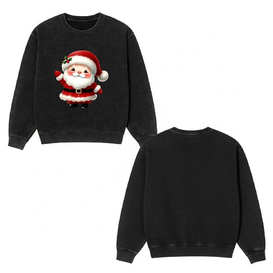 Santa Christmas, Christmas Retro Double Sided Mineral Wash Sweatshirts