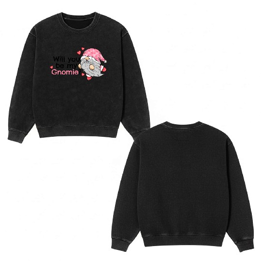 Gnomes Valentines Revelin, Valentines Retro Double Sided Mineral Wash Sweatshirts