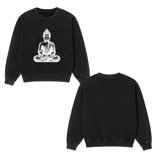 Yoga Buddha Stillness And Serenity In Clarity Double Sided Mineral Wash Sweatshirts