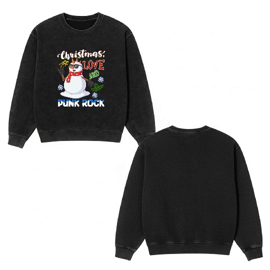 Rocky Christmas: Santa Claus Concert In Punk Rock Double Sided Mineral Wash Sweatshirts