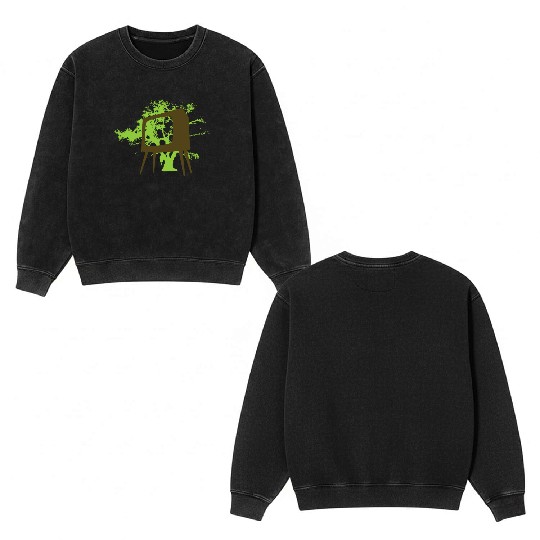 Eco-Friendly Tree Art Illustration Double Sided Mineral Wash Sweatshirts