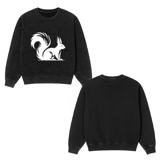 Wild Cute Squirrel Children Drawing Double Sided Mineral Wash Sweatshirts