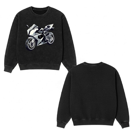 Futuristic motorcycle in geometric design Double Sided Mineral Wash Sweatshirts