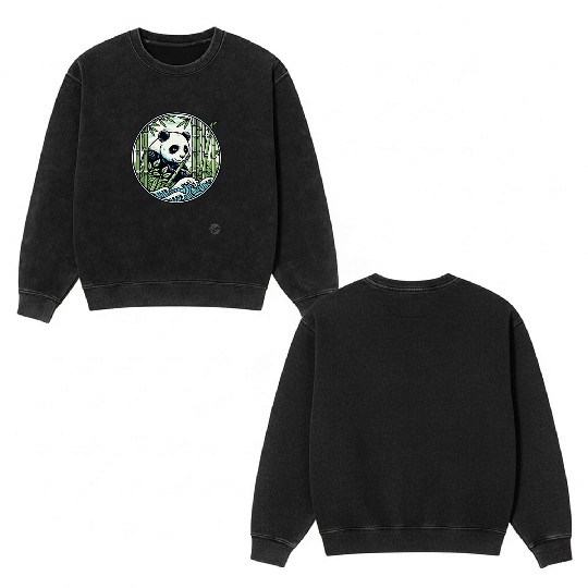 Panda in Bamboo Forest Double Sided Mineral Wash Sweatshirts