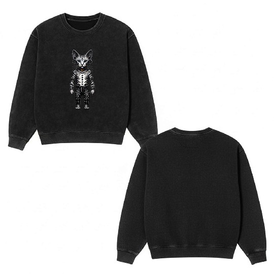 Warrior Cat with Piercings and Spacers Double Sided Mineral Wash Sweatshirts