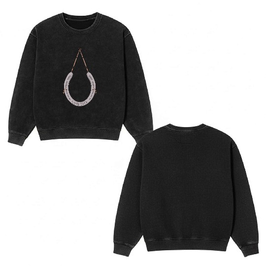 Horseshoe to bring you good luck Double Sided Mineral Wash Sweatshirts