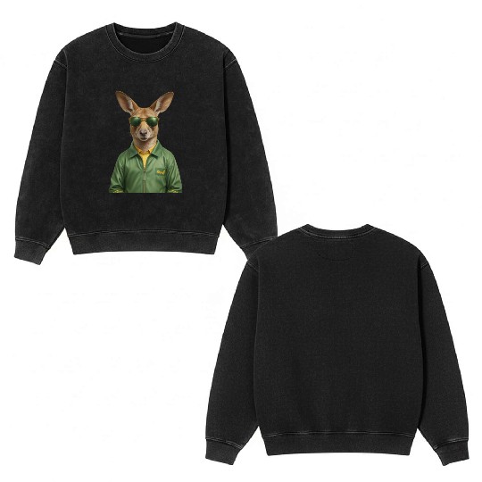 Green and Gold Kangaroo 3 Double Sided Mineral Wash Sweatshirts