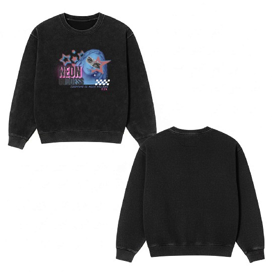 Neon Goddess Y2K Double Sided Mineral Wash Sweatshirts Design