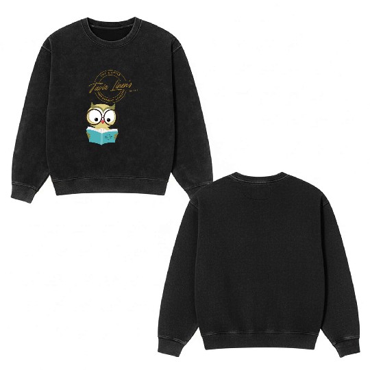 The Wise Coaching Owl Double Sided Mineral Wash Sweatshirts by Tavia Linen