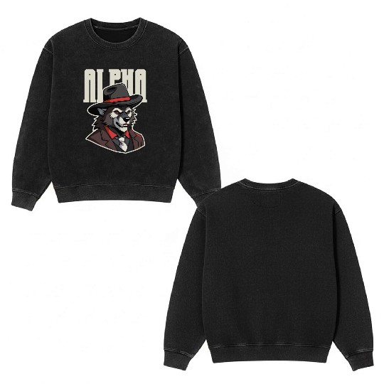 Alpha Wolf – No Beta Behavior Double Sided Mineral Wash Sweatshirts