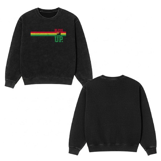 Reggae Music Rastafari Bless Up Lion Of Judah Rast Double Sided Mineral Wash Sweatshirts