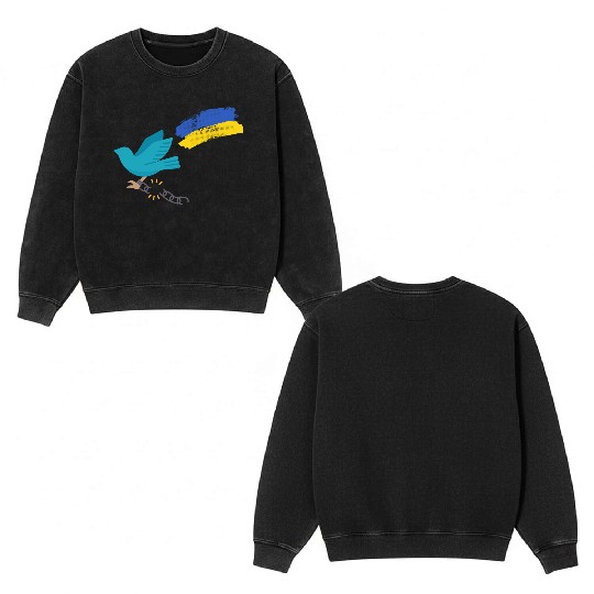 Dove of peace carrying the flag of Ukraine Double Sided Mineral Wash Sweatshirts