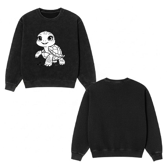 Happy Turtle Coloring Fun Double Sided Mineral Wash Sweatshirts