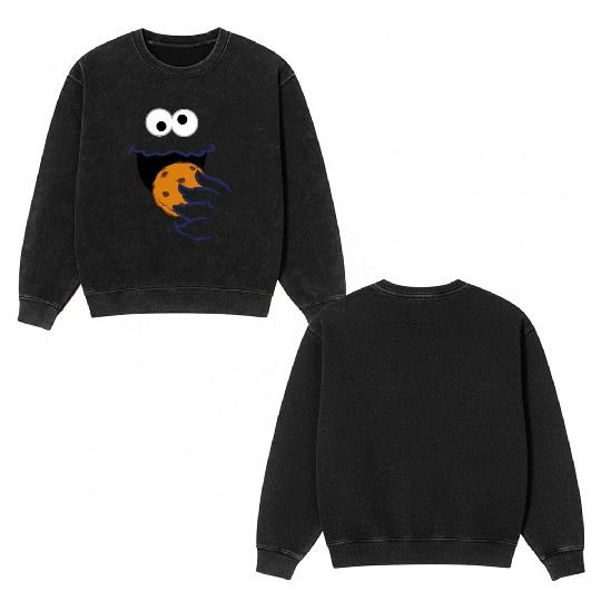 Sesame Street Costume Design Cookie Monster Double Sided Mineral Wash Sweatshirts