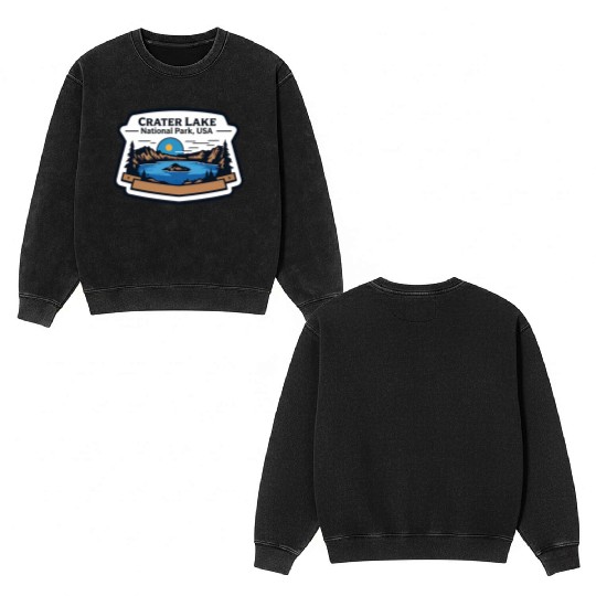Crater Lake National Park Southern Oregon USA Logo Double Sided Mineral Wash Sweatshirts