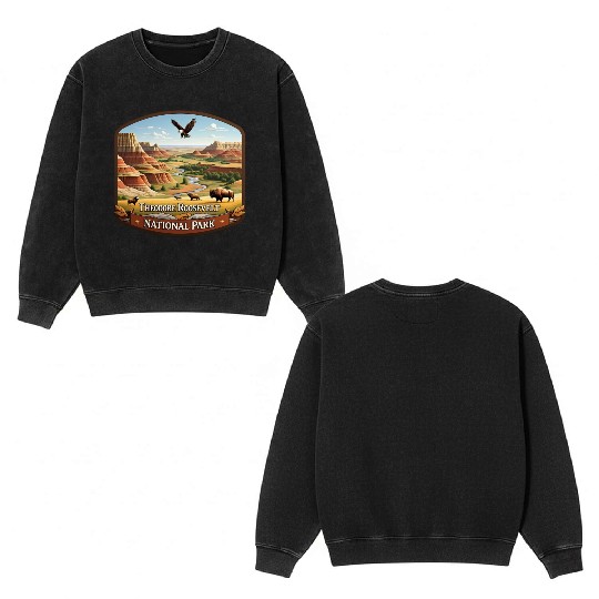 Theodore Roosevelt National Park North Dakota USA Double Sided Mineral Wash Sweatshirts