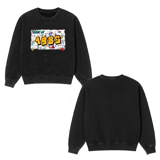 Best of 1985 Graffiti – 40 Years of Neon Nostalgia Double Sided Mineral Wash Sweatshirts