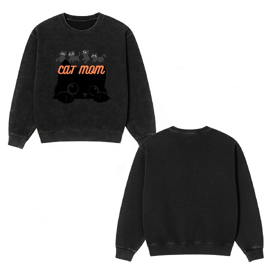 cat mom Double Sided Mineral Wash Sweatshirts