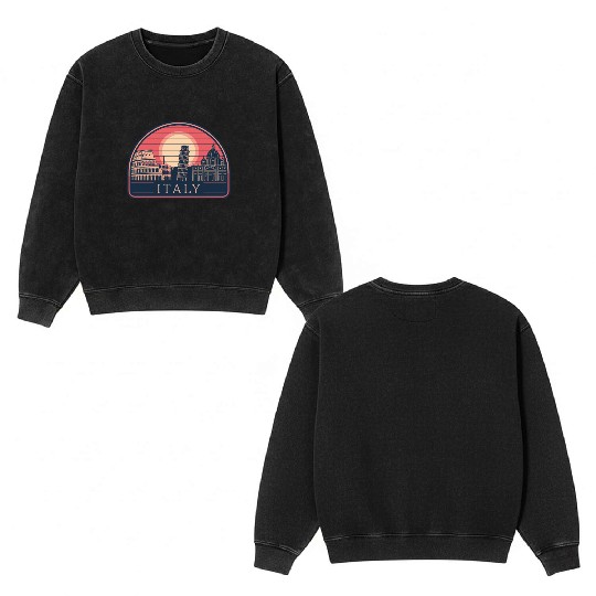 Iconic Italy Landmarks at Sunset Double Sided Mineral Wash Sweatshirts